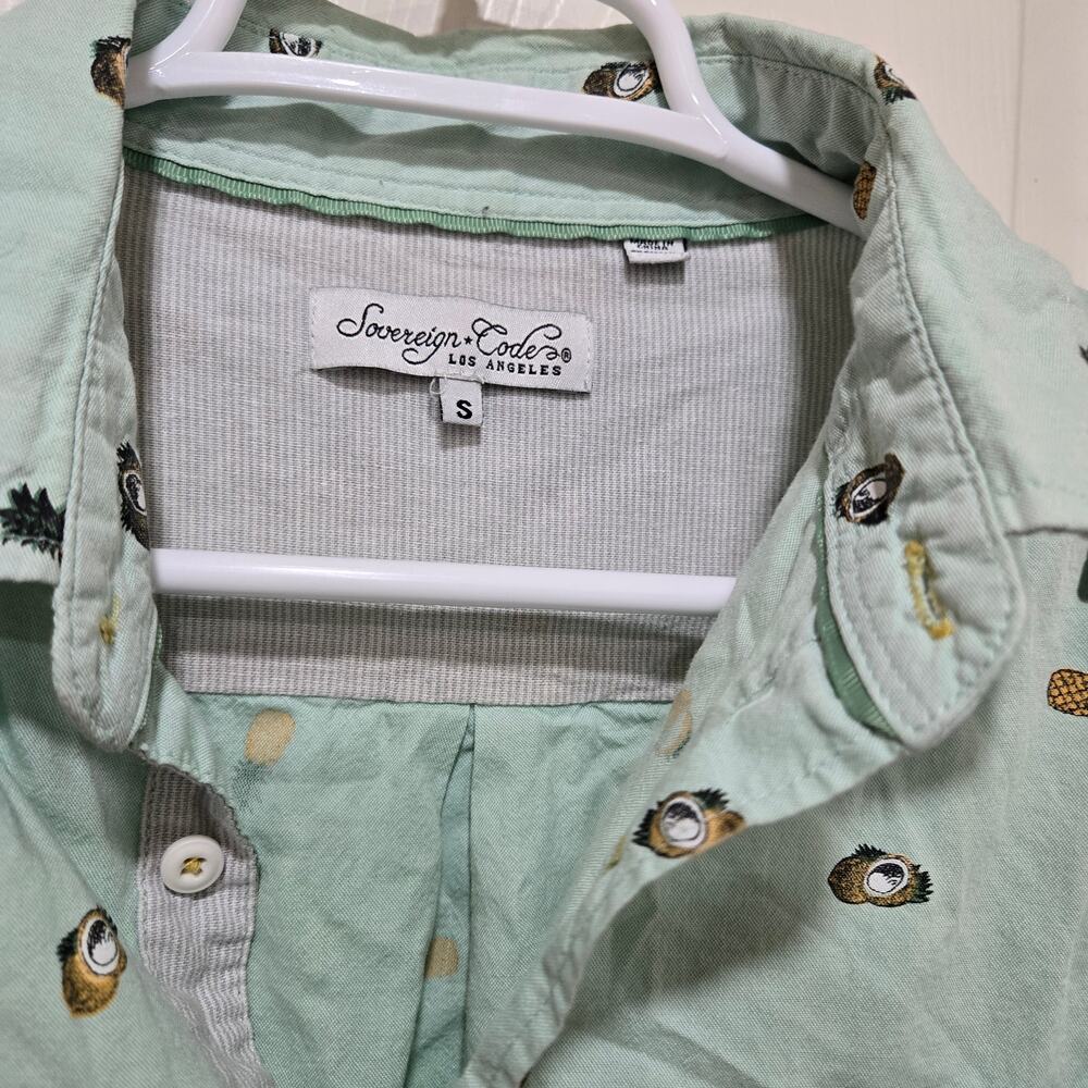 Sovereign Code Mint Green Pineapple Button Up Shi… - image 5